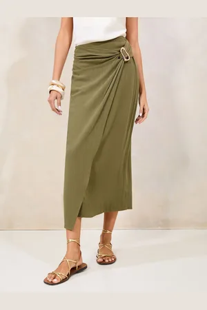 Lipsy London Touch of Linen Wrap Midi SkirtEU 34 (UK 6)