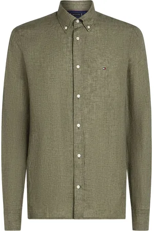 Tommy Hilfiger Regular Fit Essential Stripe 100% Linen ShirtLarge