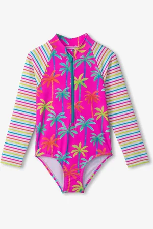 Hatley Pink Painted Palms Longsleeve Rashguard Swimsuit5 Jaar (110cm)