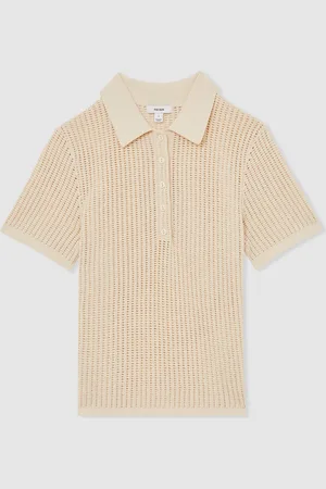 Reiss Evi Cotton-Blend Open-Knit Polo Shirtmedium