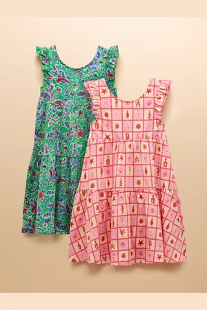 Joules Butterfly Frill Sleeve Print Dress Two Pack98104cm
