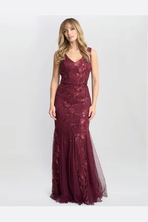 Gina Bacconi Red Evie Sleeveless Maxi Embroidered Sequin Gown40