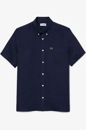 Lacoste Regular-fit linnen overhemd met korte mouwenMedium