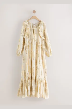 Next N. Premium Long Sleeve Ruffle Tie Front Maxi DressEU 36 (UK 8)