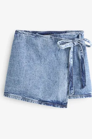 Next Wrap Denim Mini 100% Cotton Skirt42 Tall