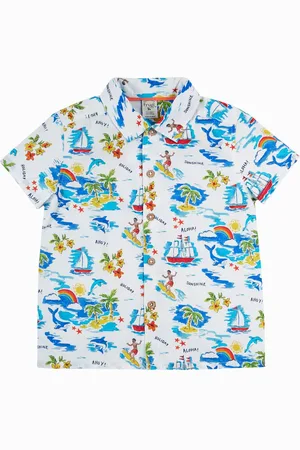 Frugi White Harvey Hawaiian 100% Organic Cotton Shirt134140cm
