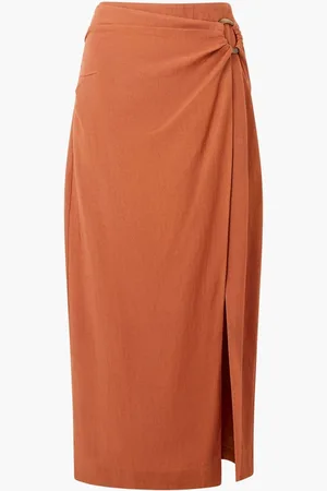 French Connection Ariette Lin Blend Slit Midi Skirt40