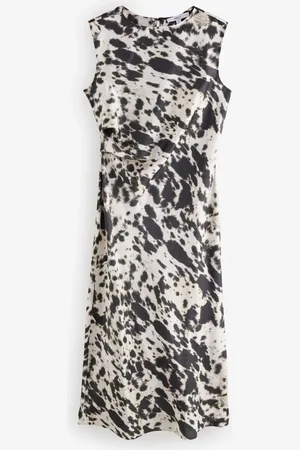Next Sleeveless Satin Drape Waist Detail Midi Dress38