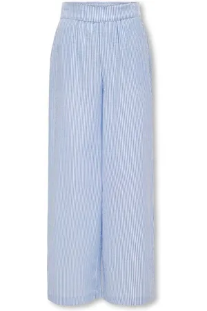 ONLY 100% Cotton Milla Wide Leg Stripe Blue Trousers146152cm