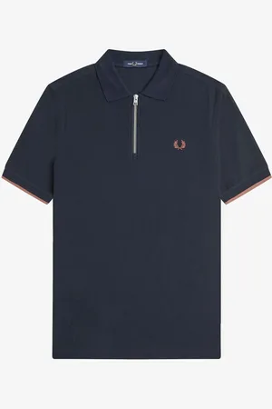 Fred Perry Crêpe piqué poloshirt met rits bij de hals