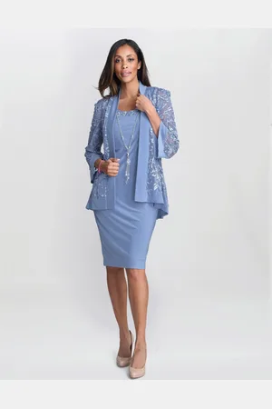Gina Bacconi Blue Beverley Soutache Dress And Jacket With NecklaceEU 48 (UK 20)