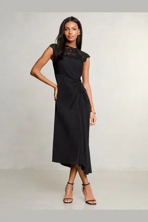 Lipsy London Lace Top Asymmetrical Fit and Flare Midi Dress42