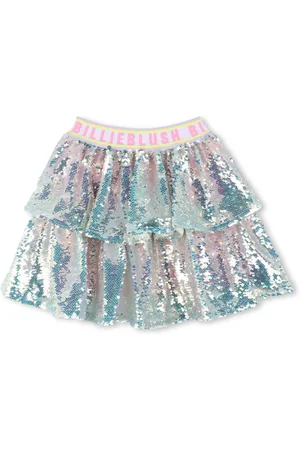 Billieblush Silver Iridescent Sequin Rara Party Skirt With Logo Waistband12 Jaar (152cm)