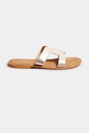 Long Tall Sally Tan Leather Cut Out Mule Sandals In Standard FitEU 44 (UK 11)