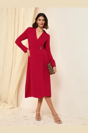 Friends Like These Long Sleeve Belted Wrap Tailored Dress46
