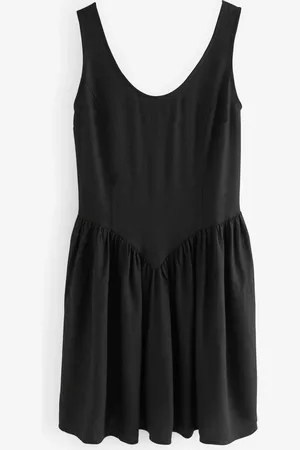 Next Sleeveless Scoop Neck Waisted Mini Dress with Linen10 P