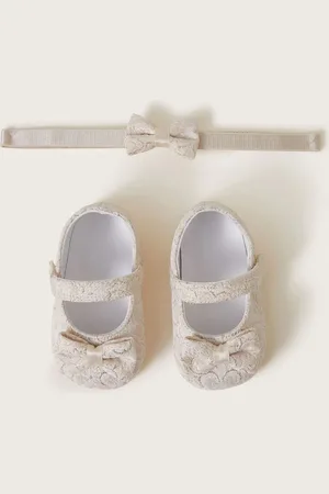 Monsoon Baby Bow Jacquard Booties and Headband Set5662cm