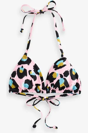 Eleanor Bowmer Pink/Blue Reversible Leopard Print Triangle Bikini TopEU 48 (UK 20)