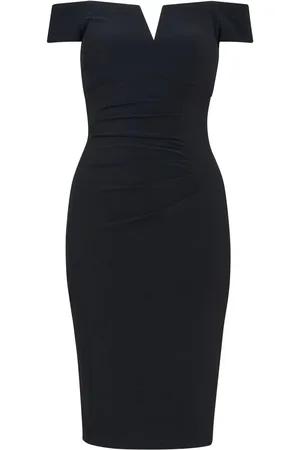 Gina Bacconi Cath Short Off Shoulder Black Dress46