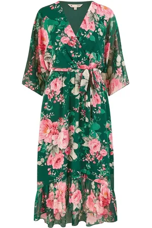 Yumi Kimono Sleeves Dip Hem Wrap Midi Dress40