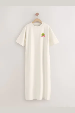 Next Jersey midi-jurk met korte mouwen, ronde hals en print op de rugEU 44 Tall (UK 14 T)