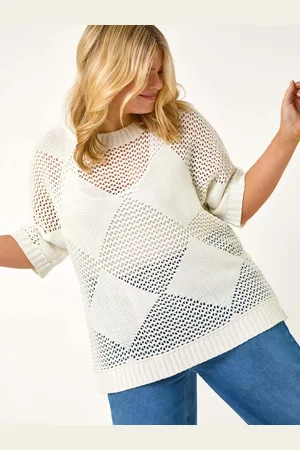 Roman Curve Metallic Diamond Knit Top46