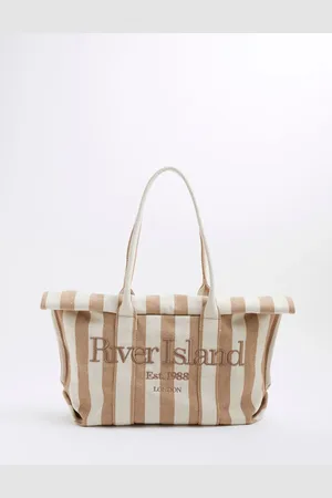 River Island Striped Fold Over Beach Bageen