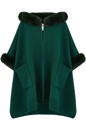 Yumi Cape With Luxe Faux Fur Trim And Lining PonchoS-M