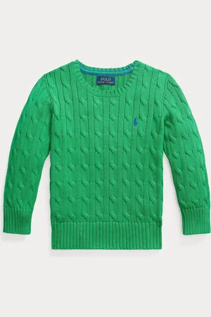 Ralph Lauren Boys Green Cable-Knit 100% Cotton Jumper24 maanden (92 cm)