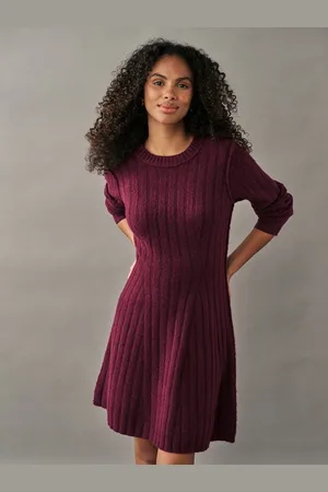 Next Ribbed Fit And Flare Mini Knitted Jumper Dress With WoolM