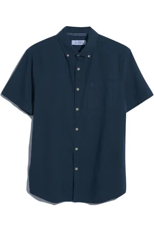Original Penguin Textured Short Sleeve 100% Cotton White ShirtMedium