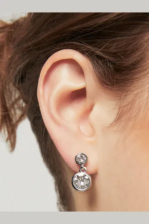 Karen Millen Silver Tone Crystal Dot Drop EarringsEén