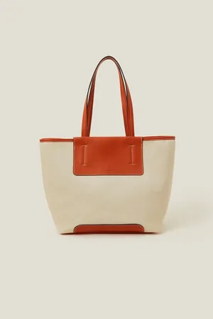 Accessorize Faux Leather Canvas Tote Bageen