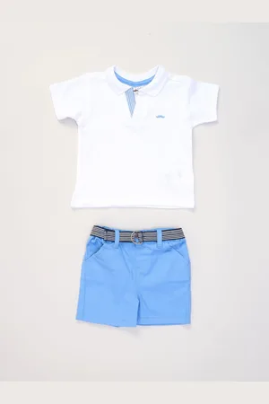 Little Gent Polo Shirt and Belted Shorts Outfit Set8086cm