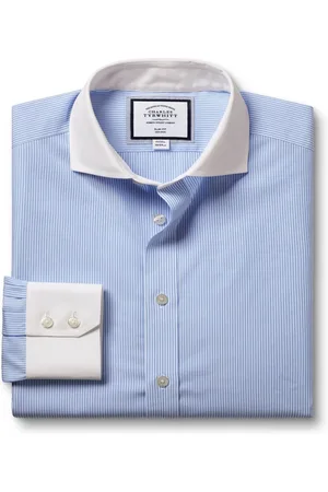 Charles Tyrwhitt Non-iron Winchester Bengal Stripe Cutaway SF 100% Cotton Shirt43 cm R (UK 17 R)