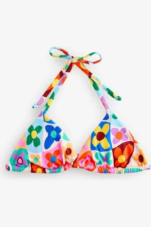 Eleanor Bowmer Pink/Yellow/White Flower Check Triangle Bikini TopEU 42 (UK 14)
