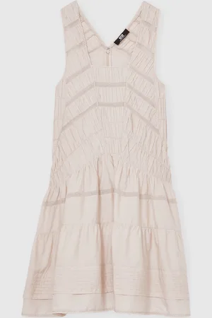 Reiss Felicity Shirred Ruffle Hem Mini Dress36