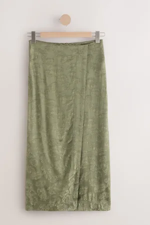 Next Satin Jacquard Midi Sarong SkirtEU 38 Regular (UK 10 R)