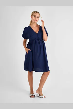 JoJo Maman Bébé Puff Sleeve Seersucker Maternity Mini Dressmedium