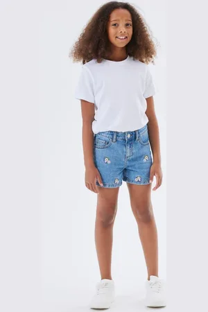 NAME IT Floral Embroidered Denim Shorts134140cm
