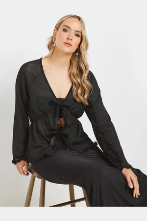Long Tall Sally Velvet Bow Tie Front Top46 Tall
