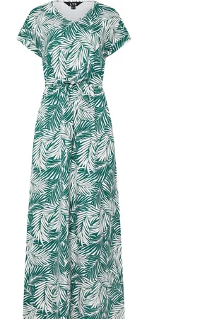 Long Tall Sally 100% Cotton Palm Tie Waist DressEU 36 Tall (UK 8 T)