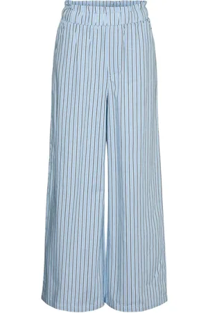 VERO MODA Striped Wide Leg Elasticated Waist 100% Cotton Woven Trousers158164cm