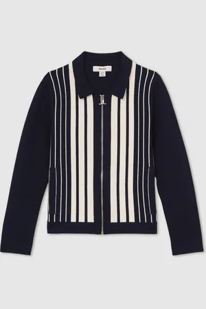 Reiss Ambient Striped Zip-Through Knit Overshirt158164cm
