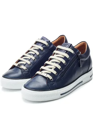 Moda In Pelle Blue Bramleigh Hidden Wedge Leather Trainers With Side Zip DetailEU 38 (UK 5)