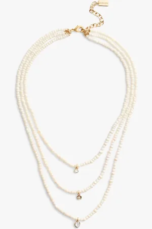 Coach Tone Pearl Multilayer Charm Necklaceeen