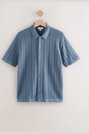 Next Regular fit Silk Rich Signature Korte mouwen Pointelle Knit Knoopsluiting PoloshirtX-large
