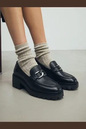 Next Forever Comfort Leather Chunky Hardware Heel LoafersEU 42 (UK 8)