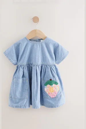 Next 100% Cotton Denim Strawberry Pocket Dress (3mths-8yrs)6874cm