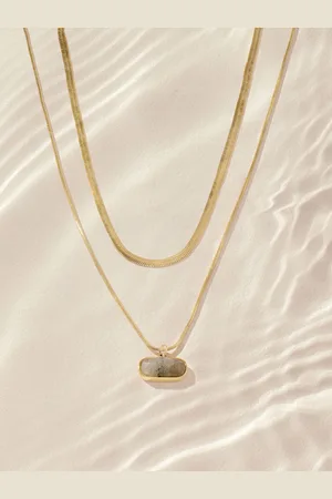 Next Stainless Steel 2 Row Necklace With Semi Precious Stone DetailEén